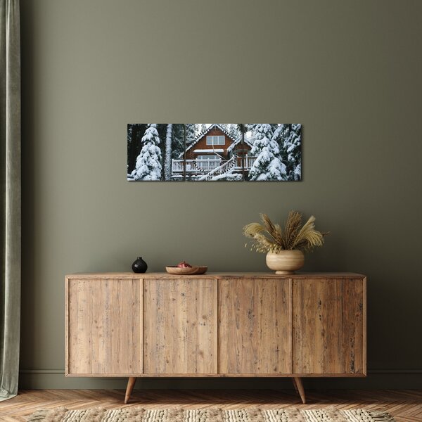 Kép - Fából készült házikó (órával) (90x30 cm)