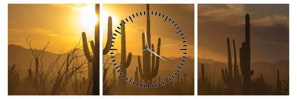 Kép - Saguaro kaktuszok (órával) (90x30 cm)