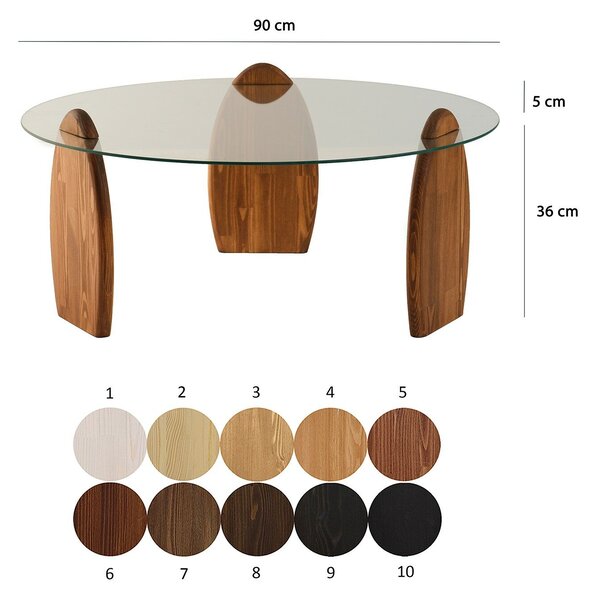 Hanah Home dohányzóasztal Chesnut Transparent Surf - Chesnut, Átlátszó