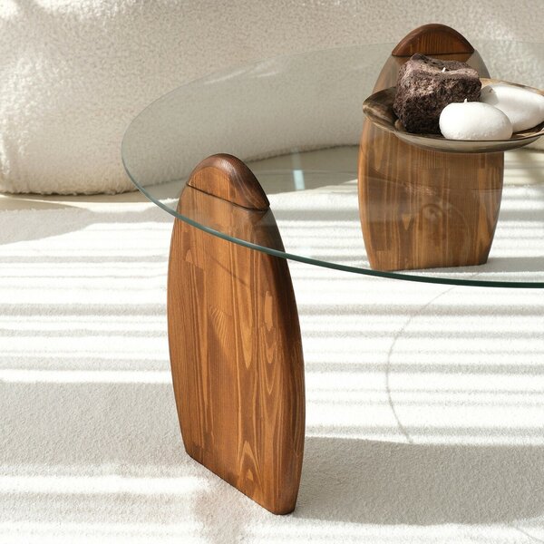 Hanah Home dohányzóasztal Chesnut Transparent Surf - Chesnut, Átlátszó