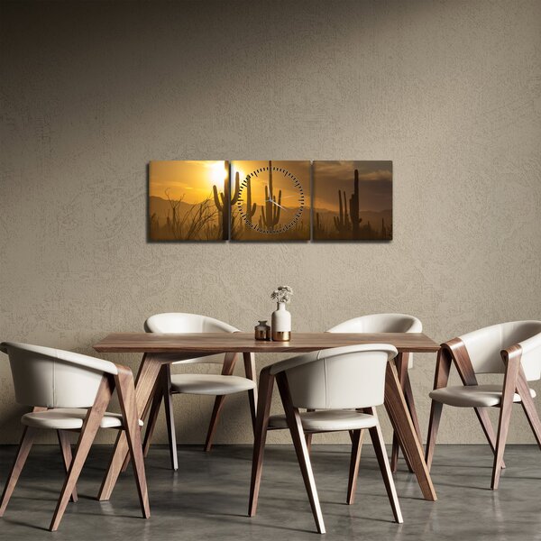 Kép - Saguaro kaktuszok (órával) (90x30 cm)