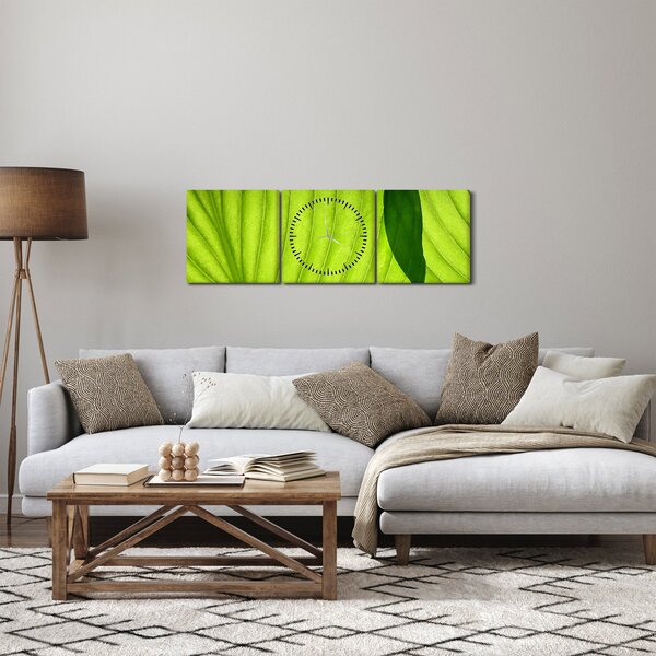 Kép - Zöld levél részlete (órával) (90x30 cm)