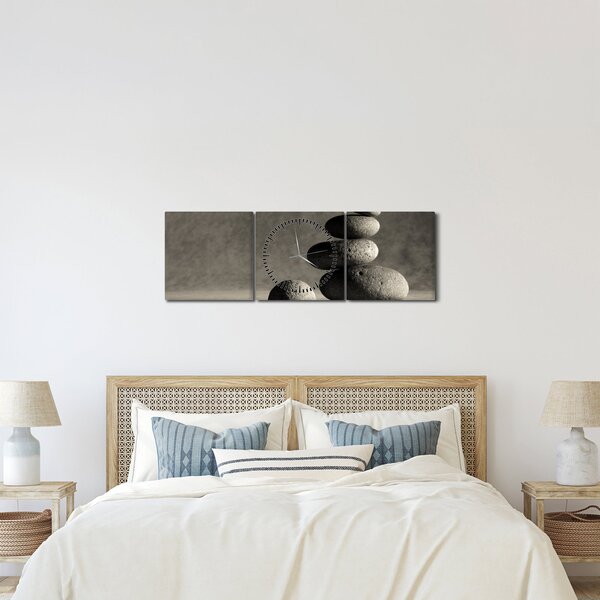 Kép - Szürke kövek (órával) (90x30 cm)