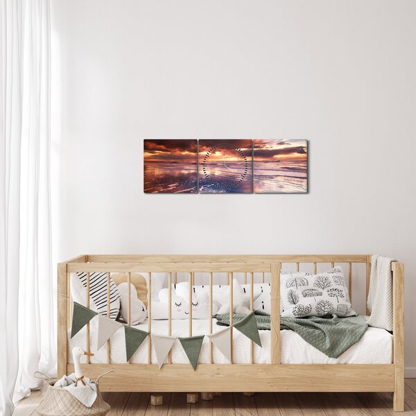 Kép - Esti strand (órával) (90x30 cm)