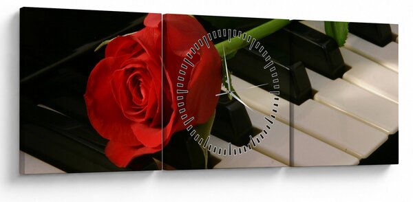 Kép - Zongora és rózsák (órával) (90x30 cm)