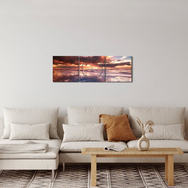 Kép - Esti strand (órával) (90x30 cm)