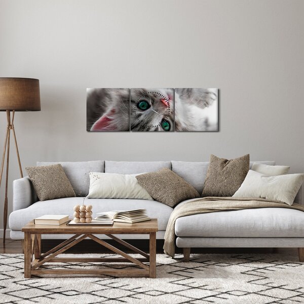 Kép - Macska zöld szemekkel (órával) (90x30 cm)