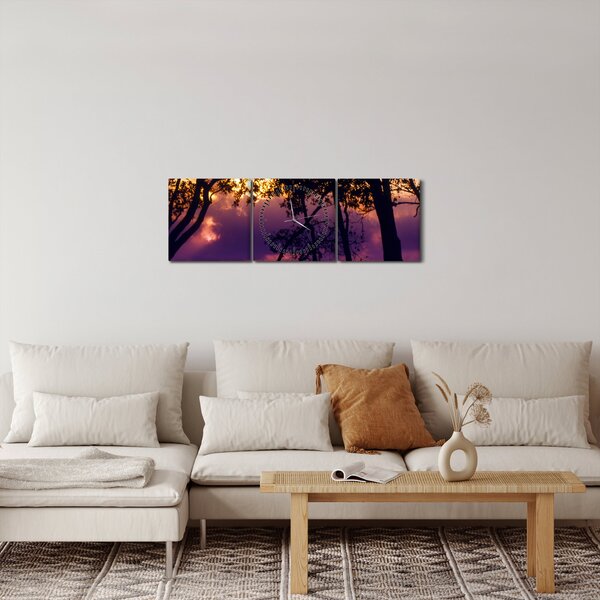 Kép - Fák naplementében (órával) (90x30 cm)