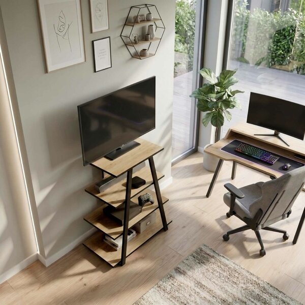 Hanah Home TV Stand Sapphire Oak Black Lyno - Sapphire Oak, Black