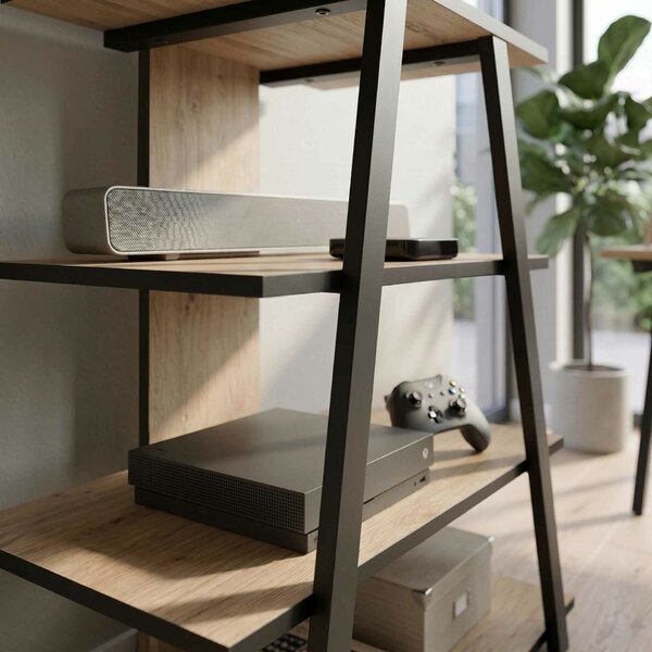 Hanah Home TV Stand Sapphire Oak Black Lyno - Sapphire Oak, Black