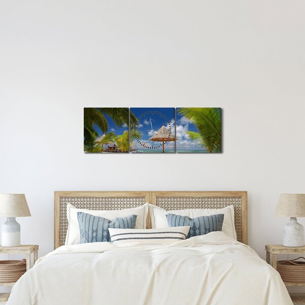 Kép - Fehér homokos strand (órával) (90x30 cm)