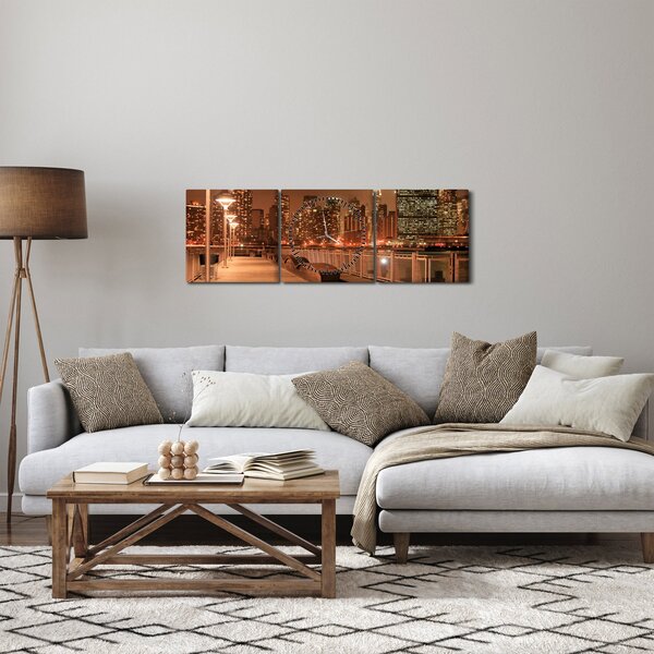 Kép - Éjszakai város (órával) (90x30 cm)
