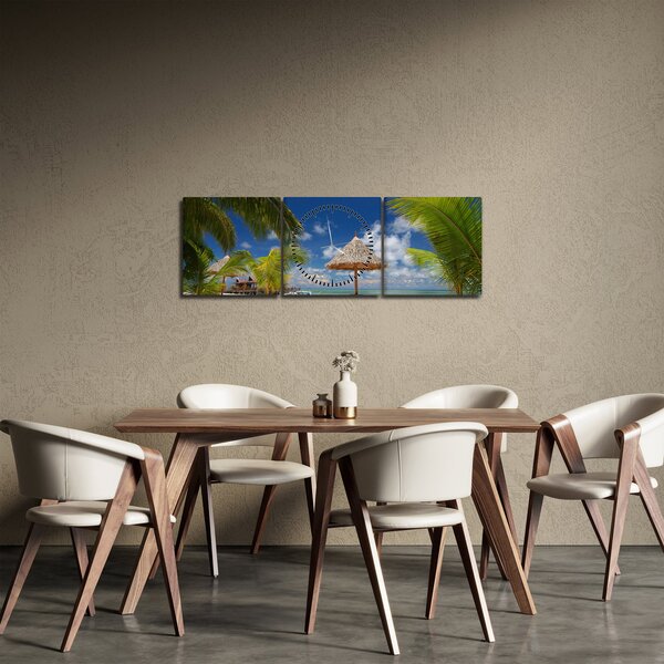 Kép - Fehér homokos strand (órával) (90x30 cm)