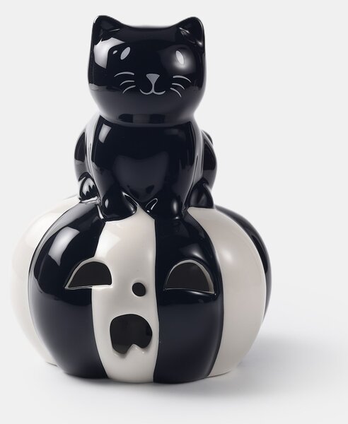 Sinsay - LED kerámia asztali lámpa Halloween mintával - fekete
