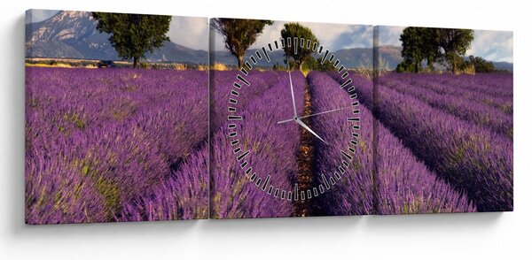 Kép - Levendula mező és hegyek (órával) (90x30 cm)