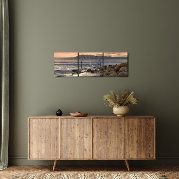 Kép - Tenger és hegyek (órával) (90x30 cm)
