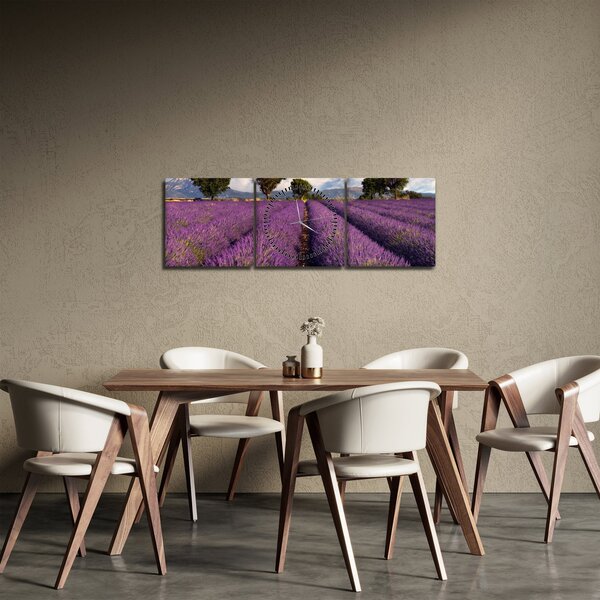 Kép - Levendula mező és hegyek (órával) (90x30 cm)
