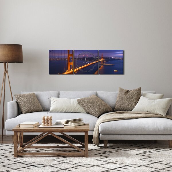 Kép - Golden Gate híd (órával) (90x30 cm)