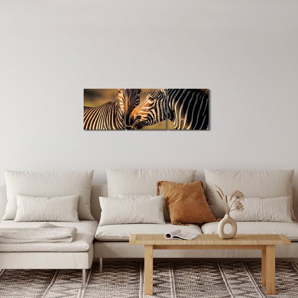 Kép - Két zebra (órával) (90x30 cm)