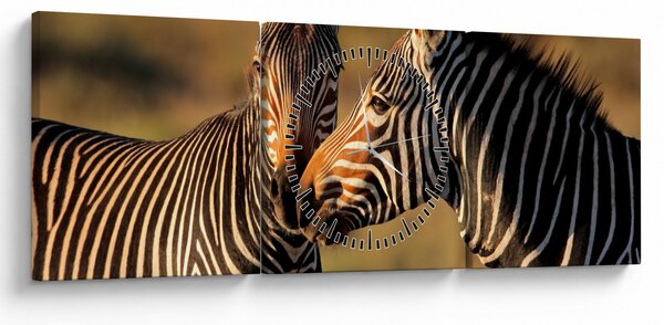 Kép - Két zebra (órával) (90x30 cm)