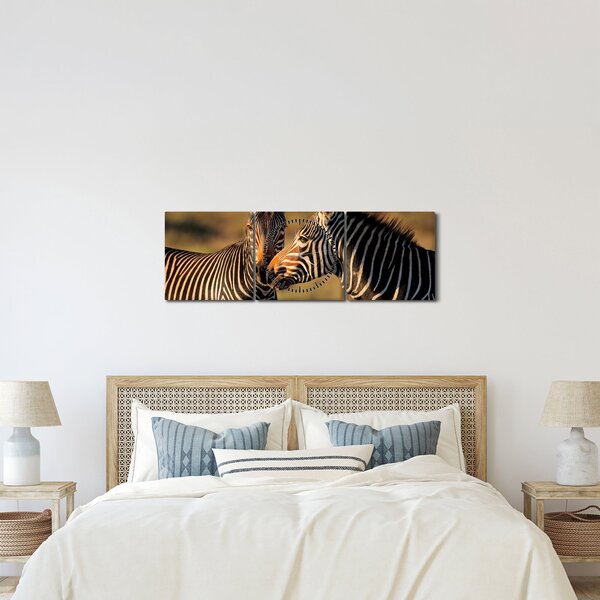 Kép - Két zebra (órával) (90x30 cm)