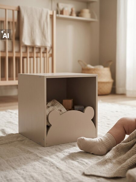 Sinsay - Kocka formájú fali polc macis motívummal - krémszínű
