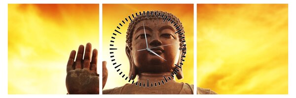 Kép - Buddha piros és sárga háttérrel (órával) (90x30 cm)