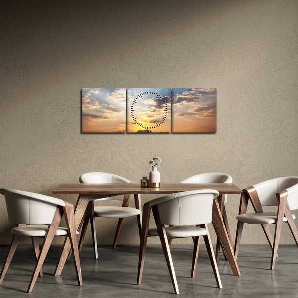 Kép - Elefántok a szavannán (órával) (90x30 cm)