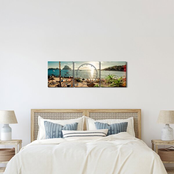 Kép - Strand emberekkel (órával) (90x30 cm)
