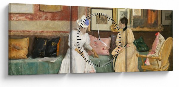Kép - William Merritt Chase, A Friendly Call, reprodukciók (órával) (90x30 cm)