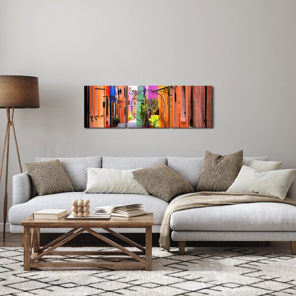 Kép - Színes ház Buranóban, Velencében (órával) (90x30 cm)
