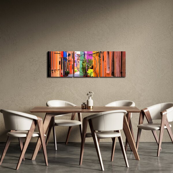 Kép - Színes ház Buranóban, Velencében (órával) (90x30 cm)
