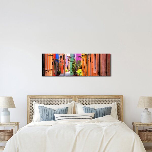 Kép - Színes ház Buranóban, Velencében (órával) (90x30 cm)