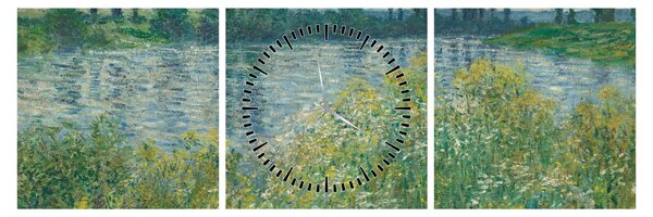 Kép - Claude Monet, Banks of the Seine, reprodukciók (órával) (90x30 cm)