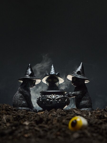 Sinsay - Halloween mécsestartó macskák és üst formában - fekete