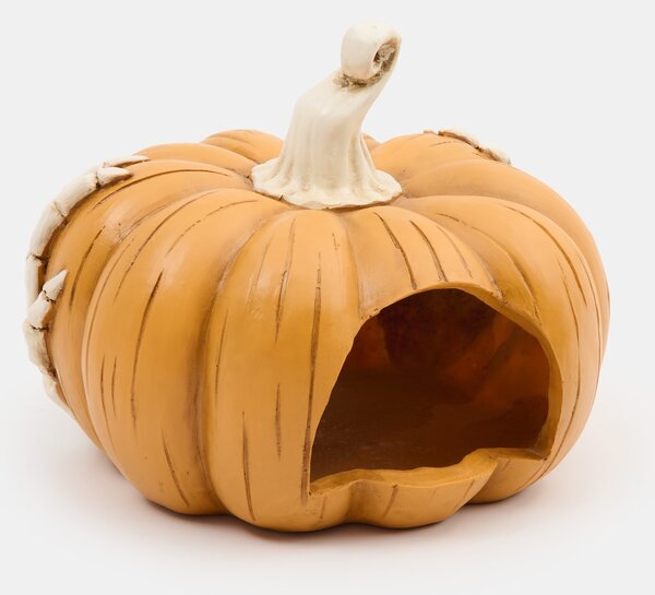Sinsay - Halloween gyertyatartó LED gyertyákhoz tök formában csontvázkezekkel - narancs