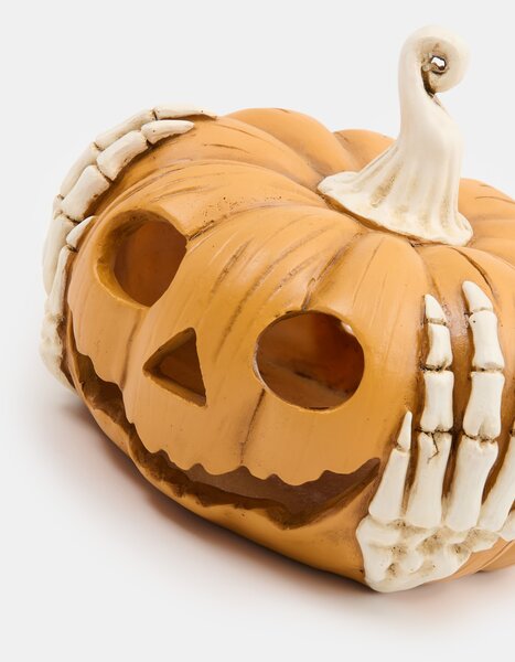 Sinsay - Halloween gyertyatartó LED gyertyákhoz tök formában csontvázkezekkel - narancs