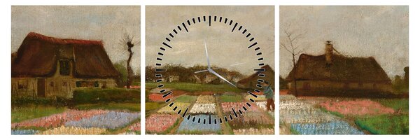 Kép - Vincent van Gogh, Flower Beds in Holland, reprodukciók (órával) (90x30 cm)