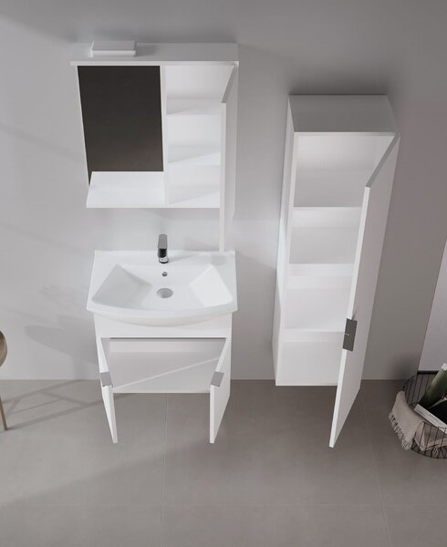 Hanah Home Fürdőszobai szekrény tükörrel Fehér Purus 65 - 140