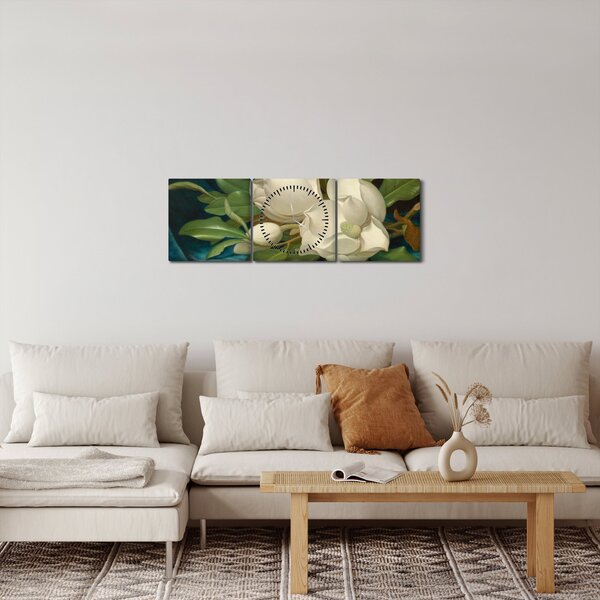 Kép - Martin Johnson Heade, Giant Magnolias on a Blue Velvet Cloth, reprodukciók (órával) (90x30 cm)