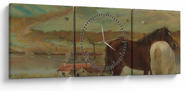 Kép - Edgar Degas, Horses in a Meadow, reprodukciók (órával) (90x30 cm)