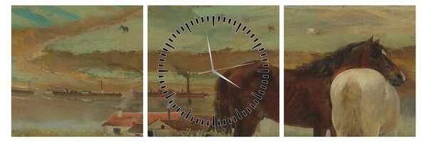 Kép - Edgar Degas, Horses in a Meadow, reprodukciók (órával) (90x30 cm)