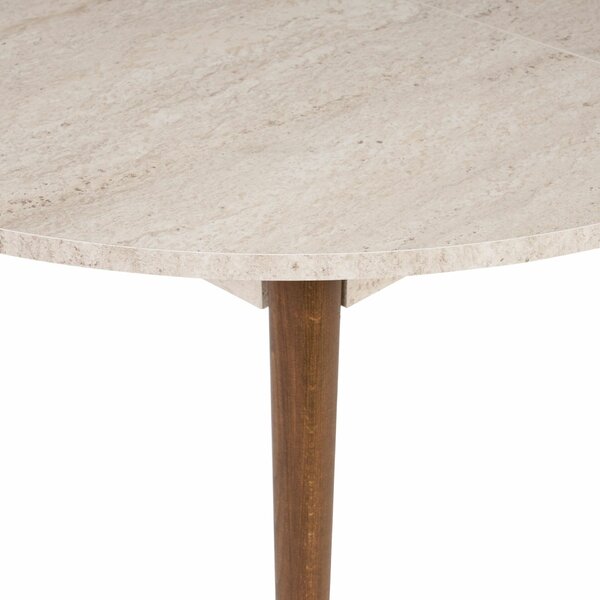 Hanah Home Extendable Dining Table Travertine Barok Walnut Viona - Travertine, Barok Walnut