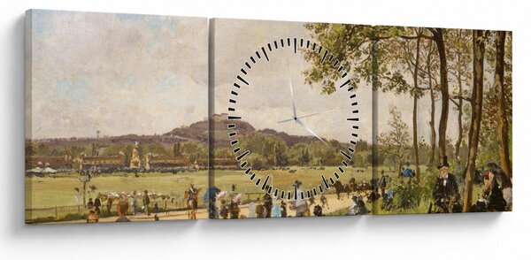 Kép - French 19th Century, Race Course at Longchamps, reprodukciók (órával) (90x30 cm)