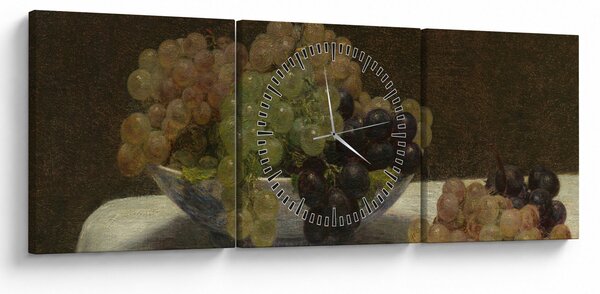 Kép - Henri Fantin-Latour, Still Life with Grapes and a Carnation, reprodukciók (órával) (90x30 cm)