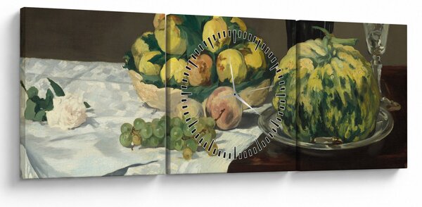 Kép - Edouard Manet, Still Life with Melon and Peaches, reprodukciók (órával) (90x30 cm)