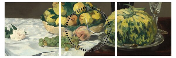 Kép - Edouard Manet, Still Life with Melon and Peaches, reprodukciók (órával) (90x30 cm)