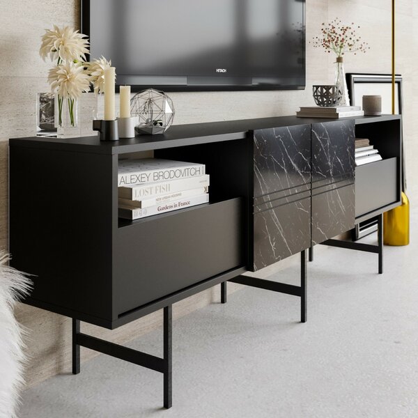 Hanah Home TV állvány Black Marble Derin - fekete