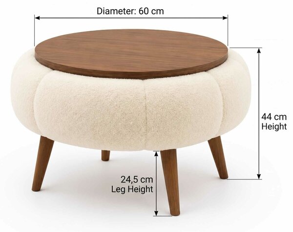 Atelier Del Sofa Papatya 60 dohányzóasztal - krém, dió