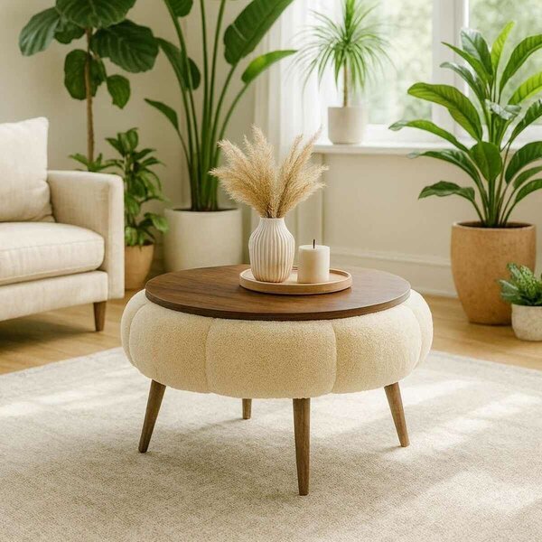Atelier Del Sofa Papatya 60 dohányzóasztal - krém, dió